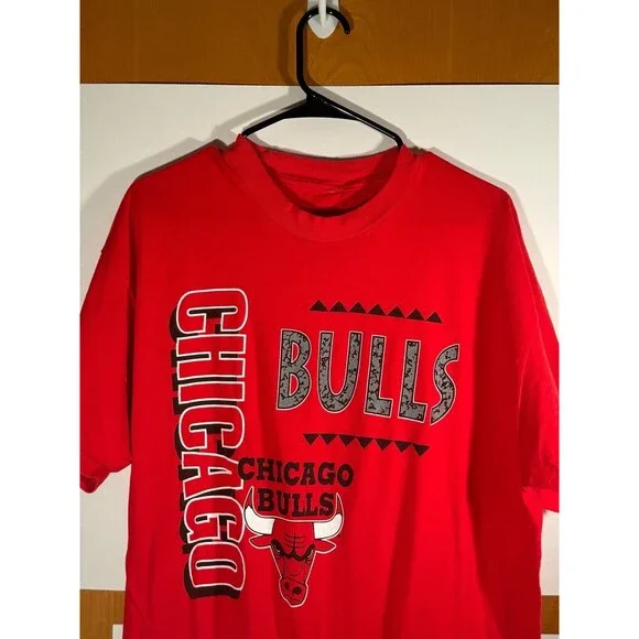 Vintage‎ 90s Chicago Bulls NBA Basketball Shirt Large L Red Single Stitch USA - Picture 2 of 9